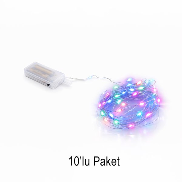 3 Metre Pilli Renkli Peri Led - 10'lu Paket