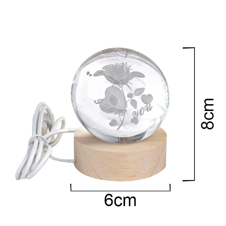 3D Led Işıklı I Love You Kristal Cam Küre Gece Lambası - Görsel 2