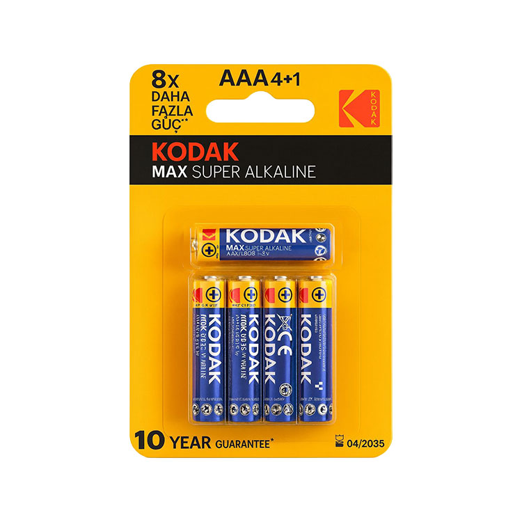 5'li Kodak 8X Max Super Alkaline İnce Kalem Pil - AAA4+1