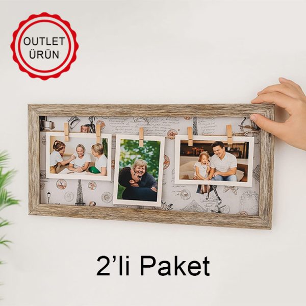 2'li Paket Ahşap İpli Fotoğraf Çerçevesi - 20x40