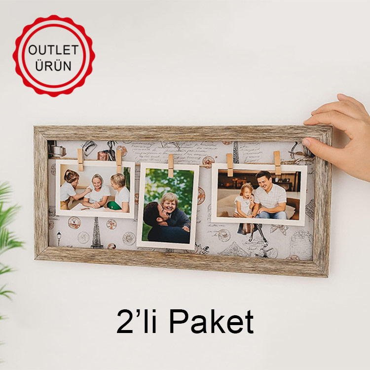 2'li Paket Ahşap İpli Fotoğraf Çerçevesi - 20x40