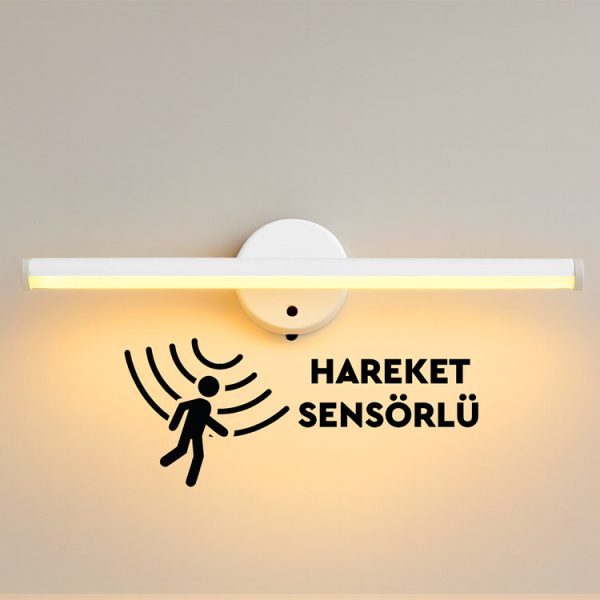 Beyaz Sensörlü Yapışkanlı Kablosuz Pilli Led Aplik