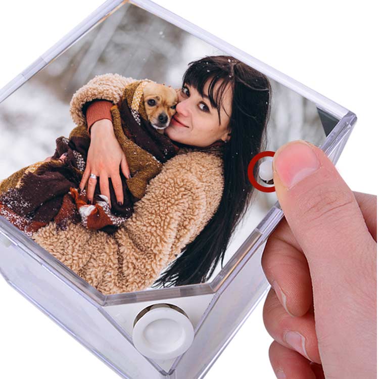 Bordürlü Dönen Led Işıklı Küp Çerçeve - 10x10cm - Görsel 4