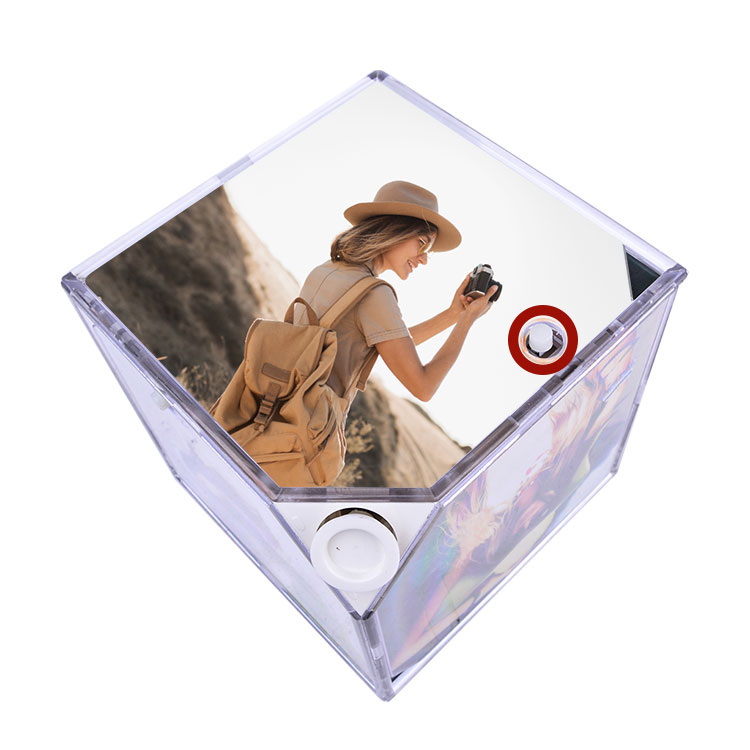 Bordürlü Dönen Led Işıklı Küp Çerçeve - 10x10cm - Görsel 2