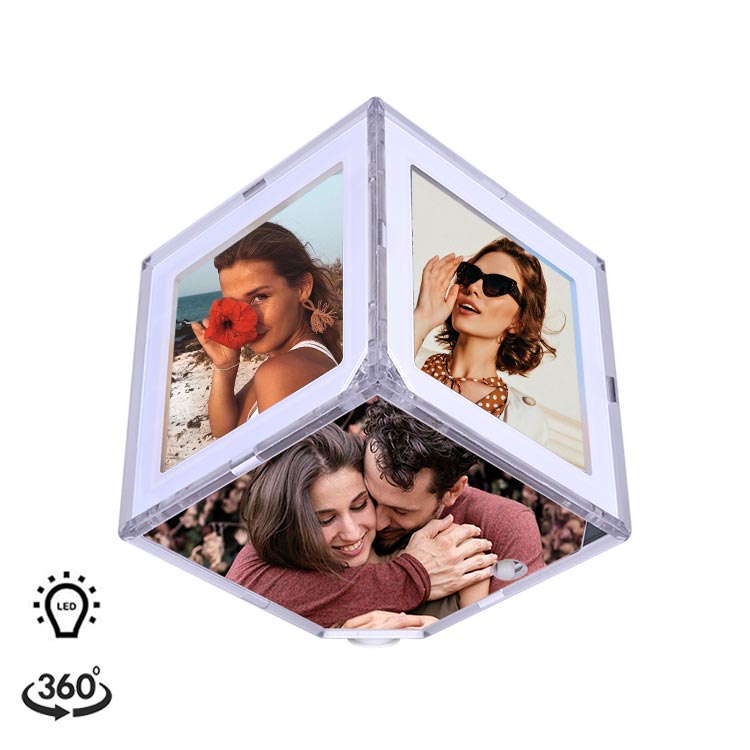 Bordürlü Dönen Led Işıklı Küp Çerçeve - 10x10cm - Görsel 5