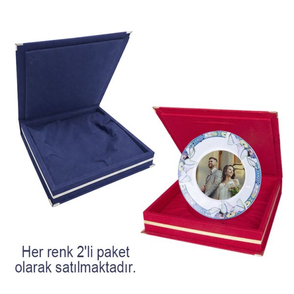 Kadife Plaket Tabak Kutusu 23x23cm - 2'li Paket