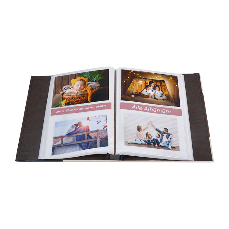 Kahverengi Linea 200'lük Deri Fotoğraf Albümü - 10x15cm - Görsel 3