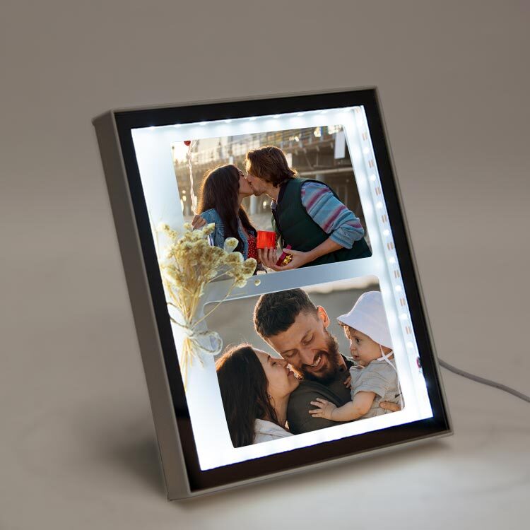 Led Işıklı Kuru Çiçekli Çift Fotoğraflı Sihirli Ayna - Görsel 6