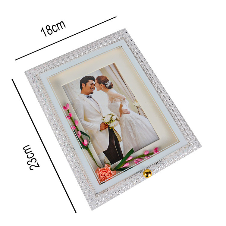 Ledli Pembe Çiçekli Fotoğraf Çerçevesi - 18x23cm - Görsel 3