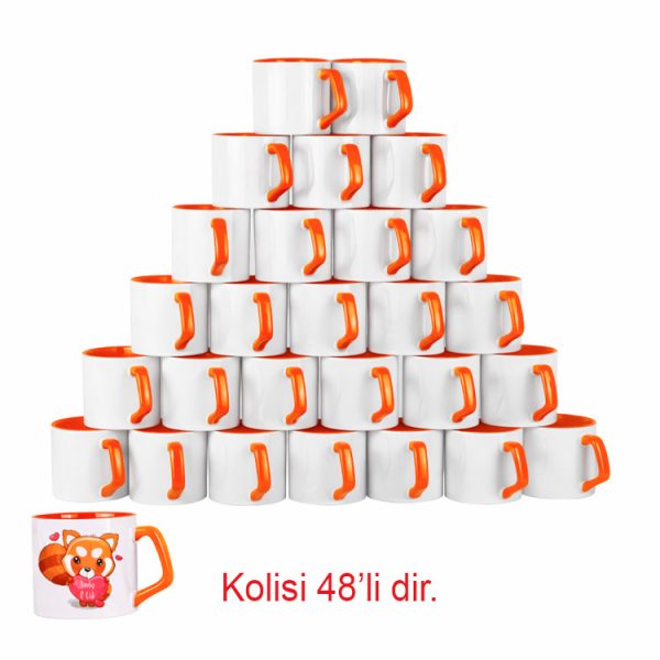 Afilli Turuncu Porselen Kupa Bardak - Koli