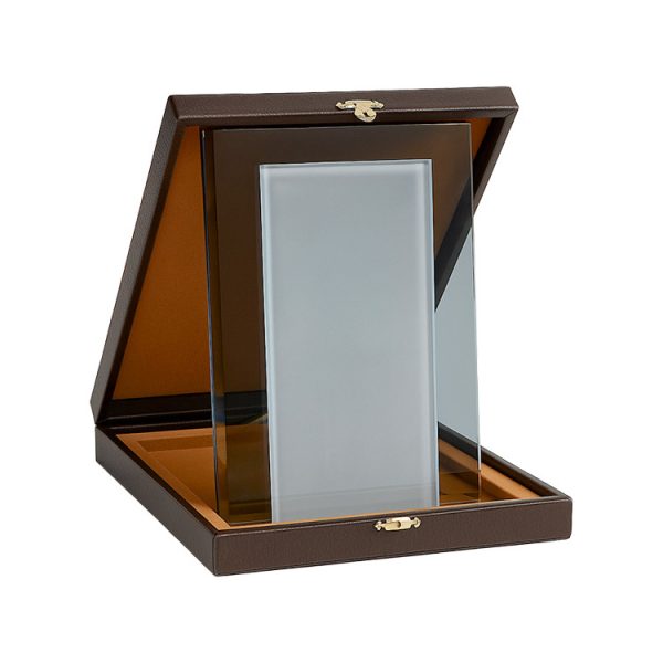 Deri Kutulu Cam Plaket Set