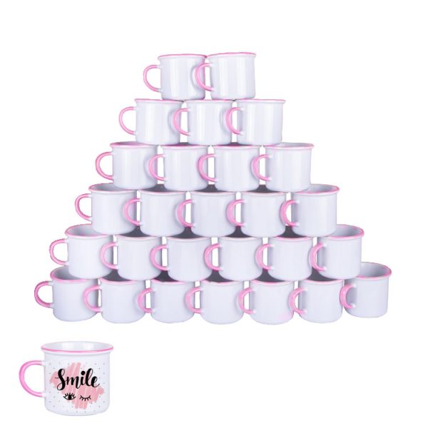 Kulpu ve Ağız Çevresi Pembe Enamel Kupa - Koli