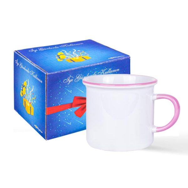 Kulpu ve Ağız Çevresi Pembe Enamel Kupa - Kutulu