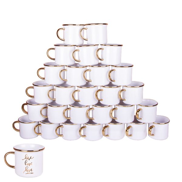 Porselen Altın Yaldızlı Enamel Kupa Bardak - Koli