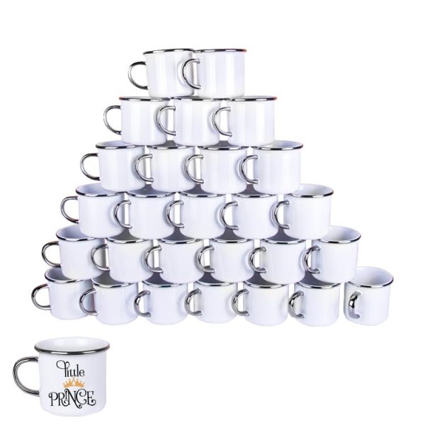 Porselen Gümüş Yaldızlı Enamel Kupa Bardak - Koli