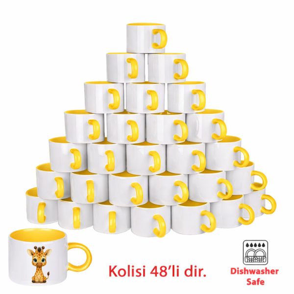 Porselen Sarı Motto Fincan - Koli