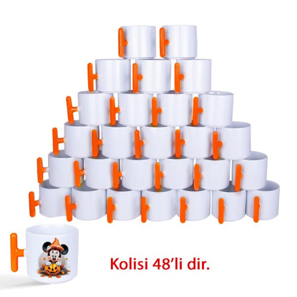 Porselen Turuncu Kulplu T Kupa Bardak