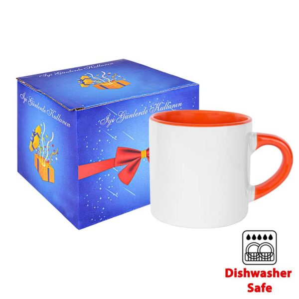 Porselen Turuncu Nescafe Fincanı - Kutulu