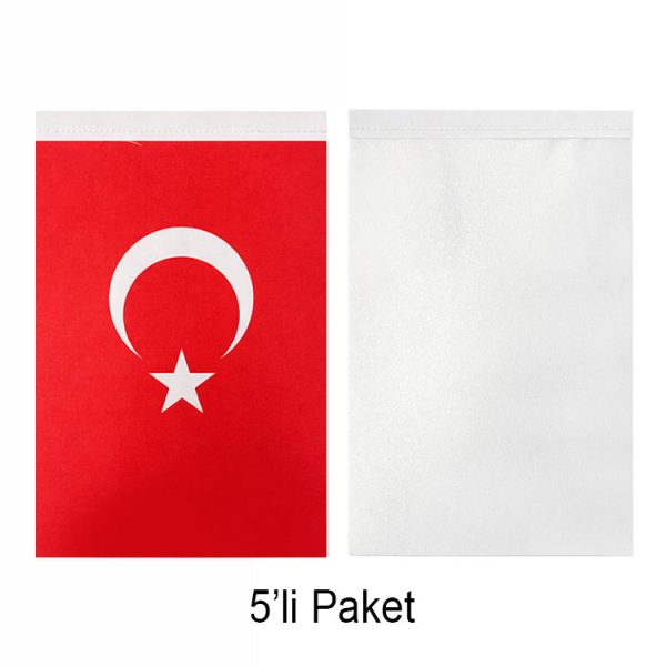 Saten Beyaz & Türk Masa Bayrağı - 5'li Paket