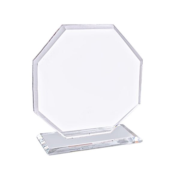 Sekizgen Kristal Şeffaf Cam Plaket