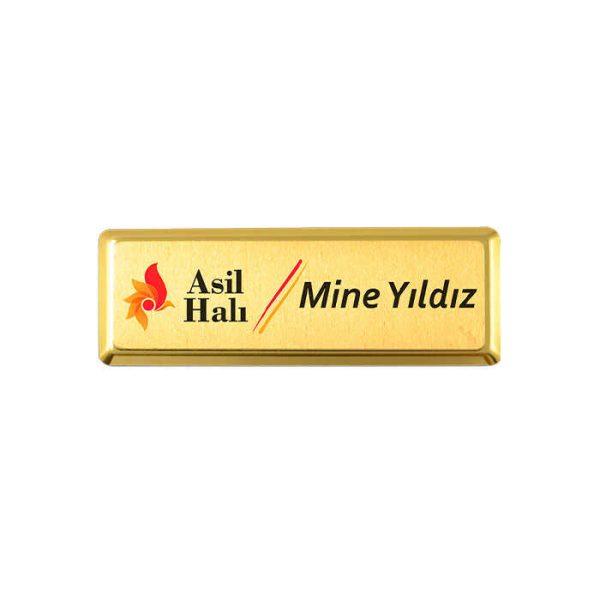Yaka İsimliği KC3013 Altın Dikdörtgen 2,7x7,2 cm