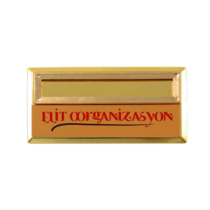 Yaka İsimliği Metal KC3002 Altın Dikdörtgen Geçmeli 3,5x7 cm