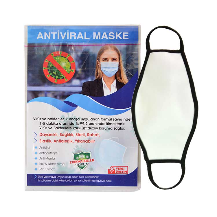Yetişkin Siyah Biyeli Maske+Broşür+Poşet
