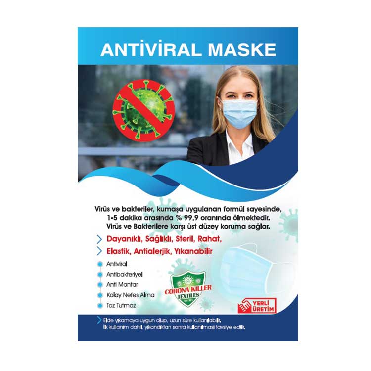 Yetişkin Siyah Biyeli Maske+Broşür+Poşet - Görsel 2
