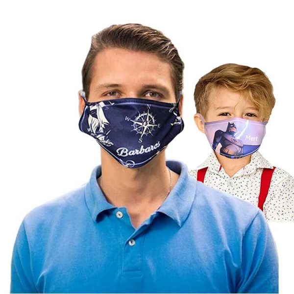 Beyaz Biyeli Yıkanabilir Maske - Çocuk ve Yetişkin