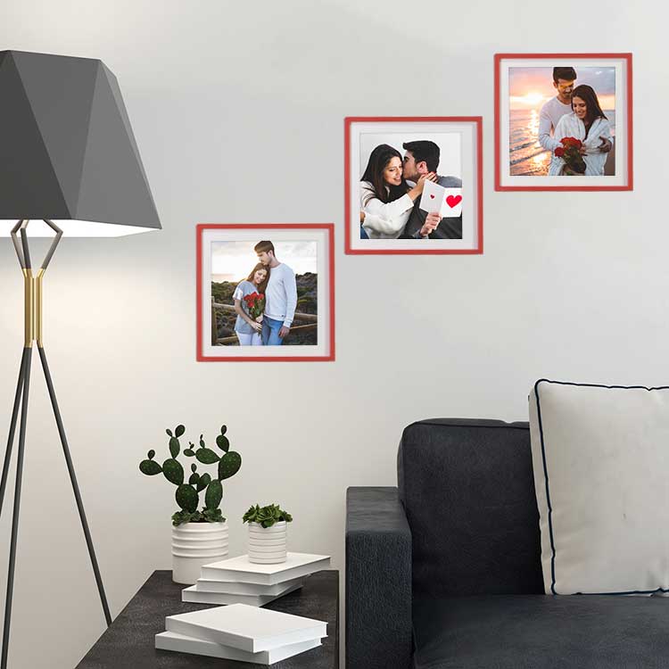 Yapışkanlı Sök Tak Kare Çerçeveler - Kırmızı 3'lü paket - Görsel 5